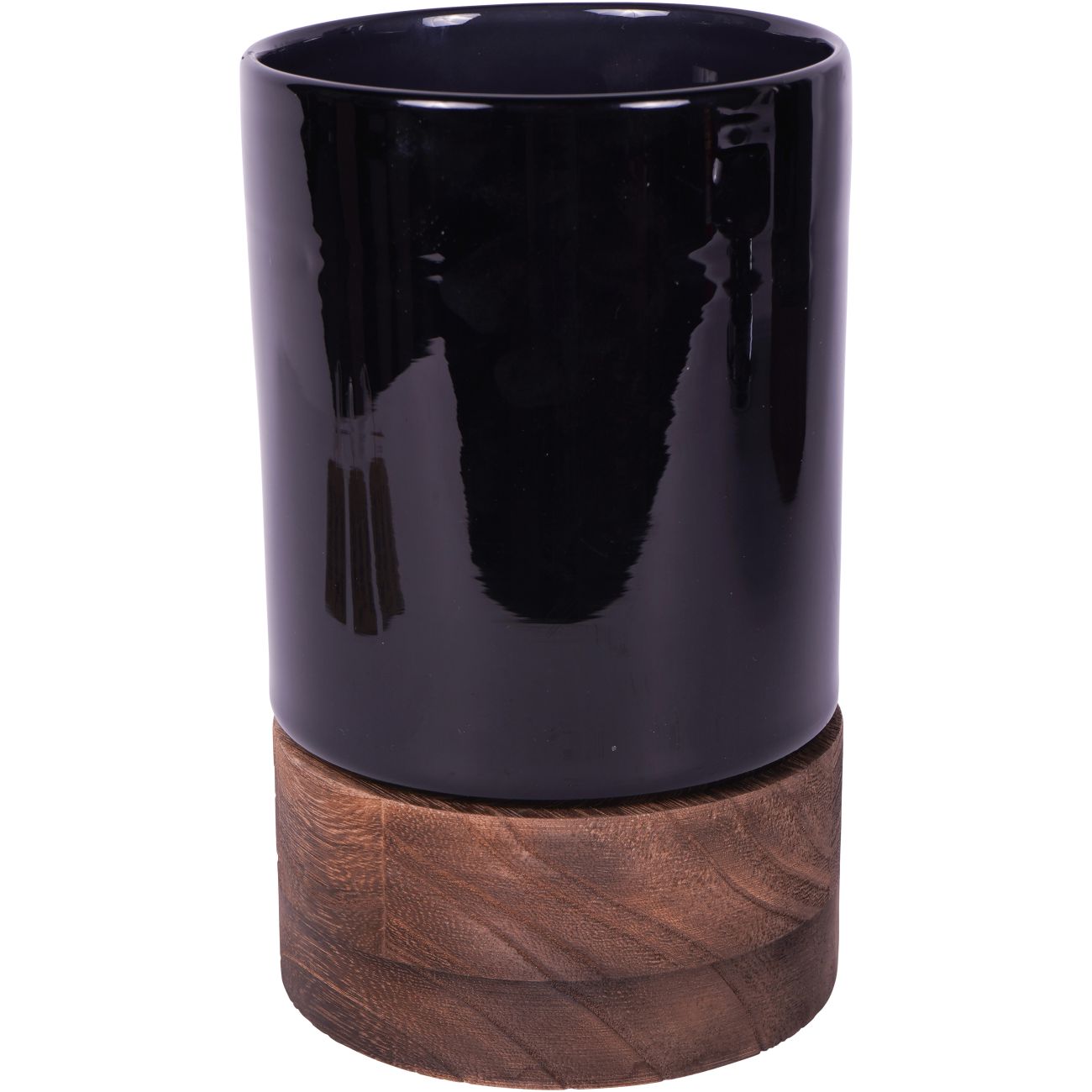 Noir Glass Votive Vase with Wooden Base Small